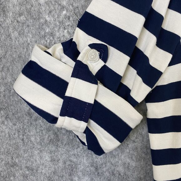 Soft Surroundings Women's Large Navy White Stripe V Neck Side Wrap Dress - Picture 4 of 14